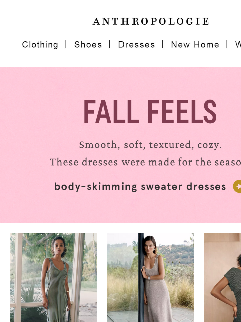 anthropologie newsletter: New dresses with fall in mind