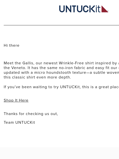 untuckit newsletter: Textured Wrinkle-Free 2.0. Let's go!