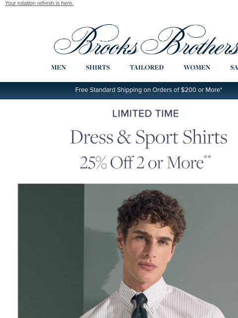 brooksbrothers newsletter: ALL shirts: 25% off 2 or more