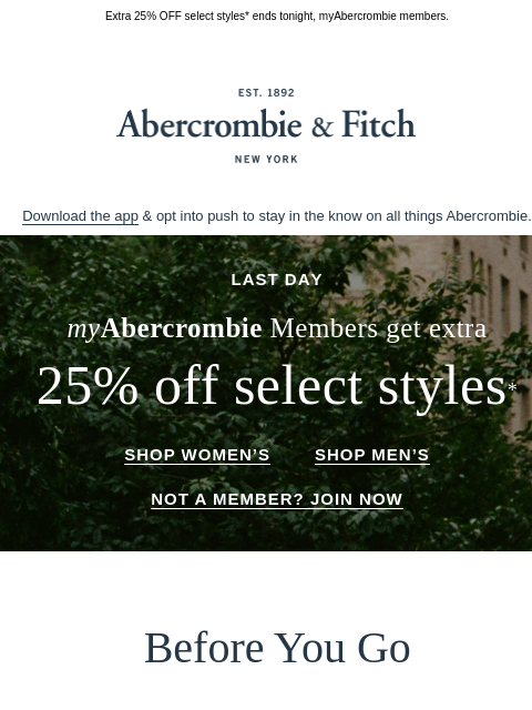 abercrombie newsletter: It's not over yet.