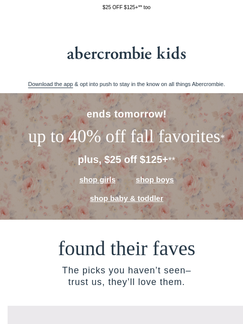abercrombie newsletter: up to 40% OFF fall favorites* wraps tomorrow