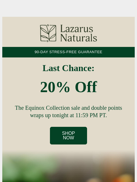 lazarusnaturals newsletter: 🌗 The equinox sale says goodbye tonight