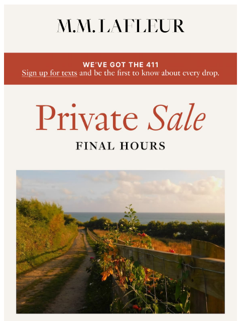 mmlafleur newsletter: FINAL HOURS: M.M. Private Sale.
