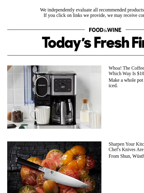 foodandwine newsletter: Psst! Fan-Favorite Chef's Knives From Shun and Zwi...