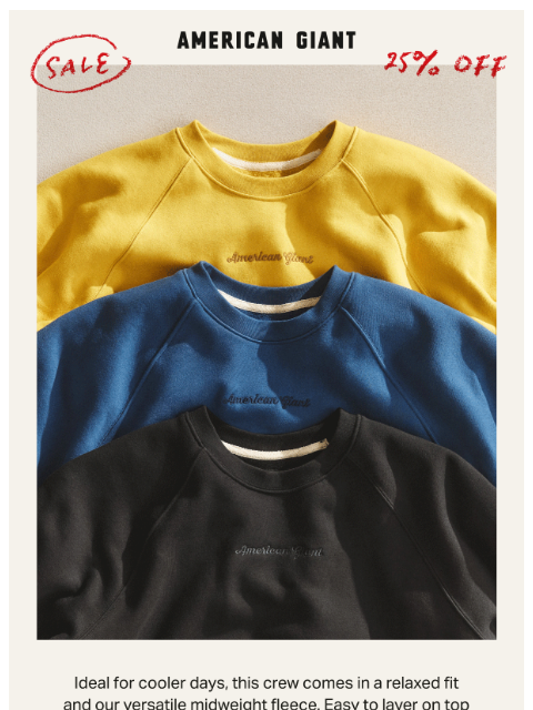 american-giant newsletter: Last Chance to Save 25%