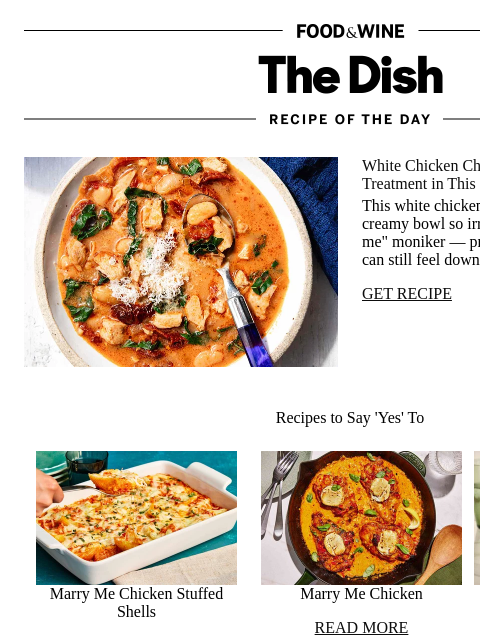 foodandwine newsletter: Marry Me White Chicken Chili
