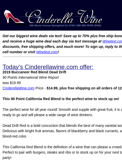 winelibrary newsletter: 2019 Buccaneer Red Blend Dead Drift (90 IWR) Free ...