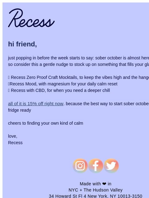 takearecess newsletter: your pre-sober october check-in