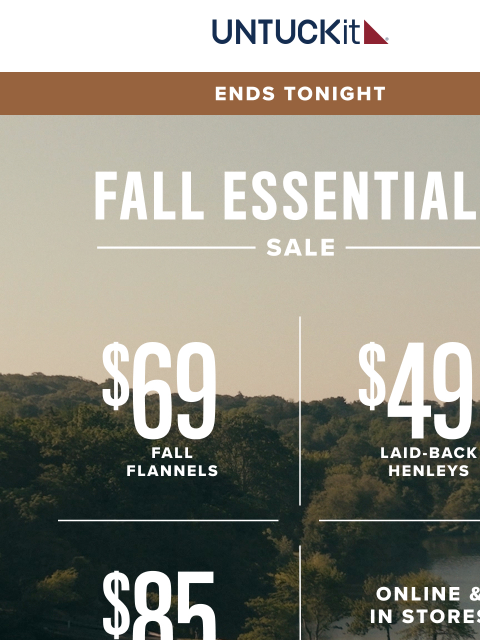 untuckit newsletter: Fall Favorites From $49—Ends Tonight! ⌛
