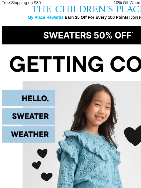 childrensplace newsletter: The Coziest Sweaters & Sweatshirts 🩵