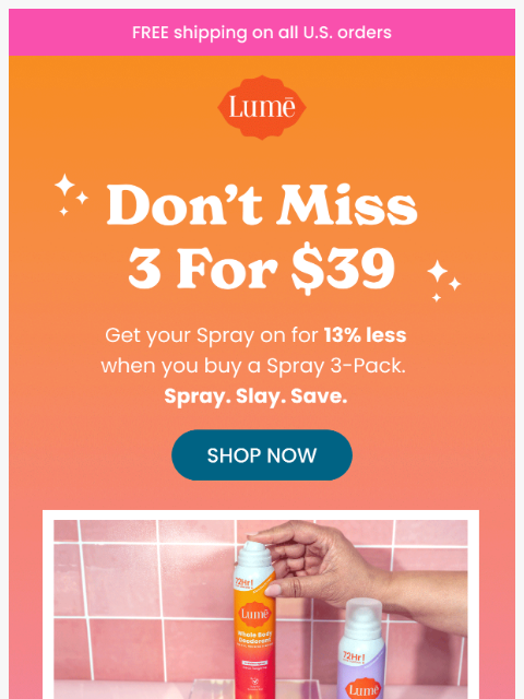 lumedeodorant newsletter: Don’t miss 3 for $39! 💨💨💨