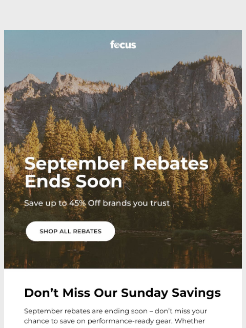 focuscamera newsletter: September rebates ends soon – up to 45% Off