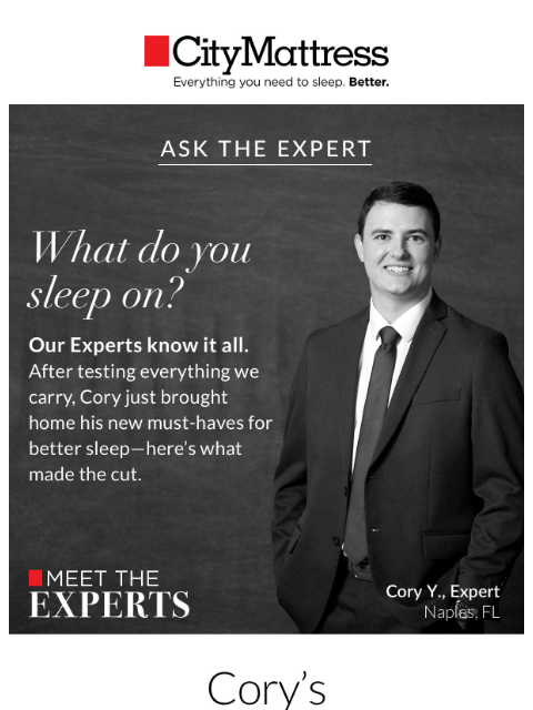citymattress newsletter: Cory’s new must-haves for better sleep