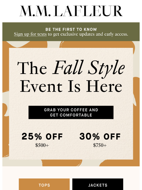 mmlafleur newsletter: DON’T FORGET: The Fall Style Event Is Here