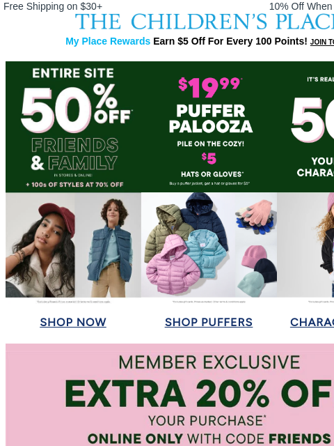 childrensplace newsletter: End Your Saturday With Friends & Family Savings ✨