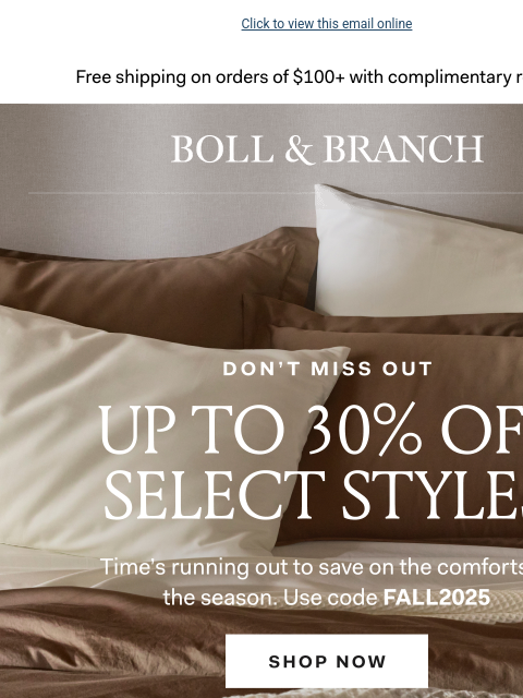 bollandbranch newsletter: All yours: up to 30% off + a FREE gift
