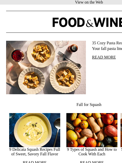 meredith newsletter: 35 Cozy Pasta Recipes to Make All Fall Long