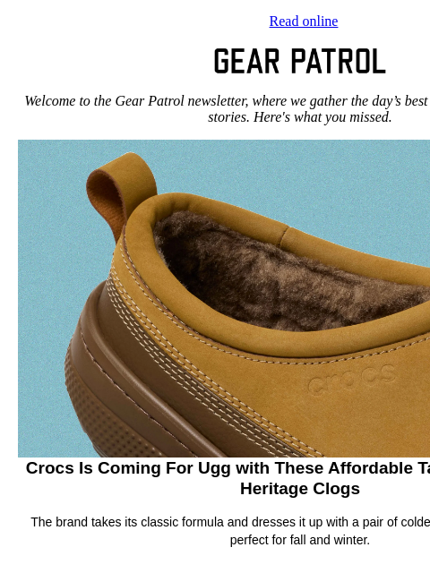 gearpatrol newsletter: Crocs Takes on Uggs with Its Cozy New Clogs