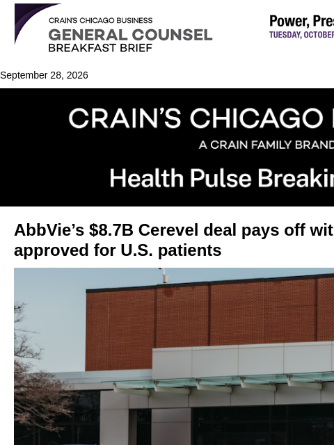 crainalerts newsletter: AbbVie gets OK for Parkinson's drug