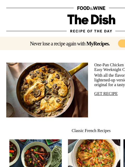 foodandwine newsletter: Chicken and Mushroom Fricassee