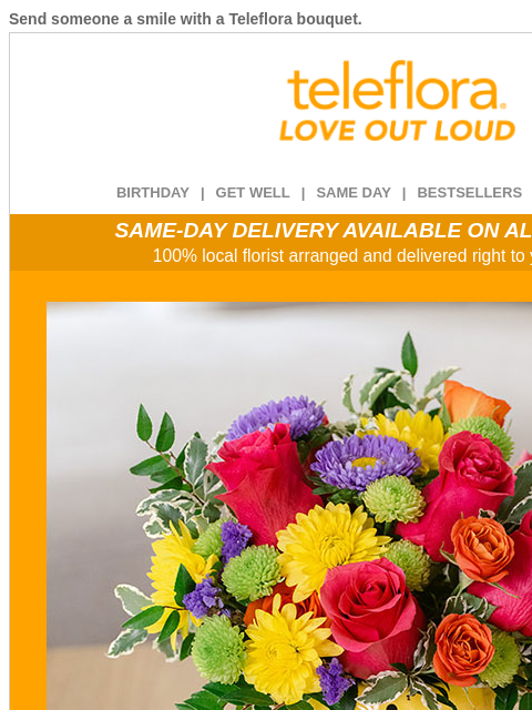 teleflora newsletter: Make Them Smile 🥰 20% Off Now