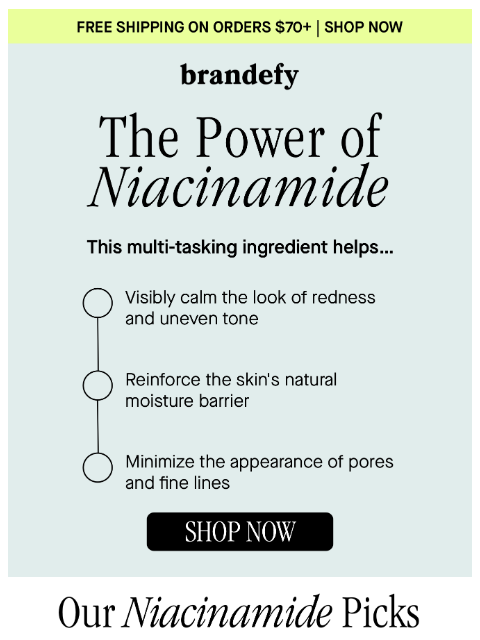 brandefyskin newsletter: The power of niacinamide