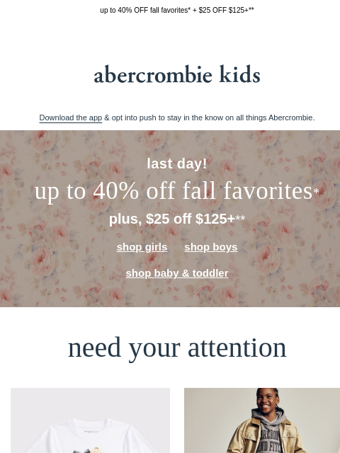 abercrombie newsletter: clear your schedule...sale ends today!