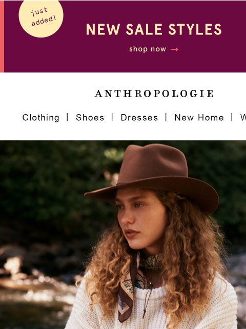 anthropologie newsletter: New styles just joined the sale