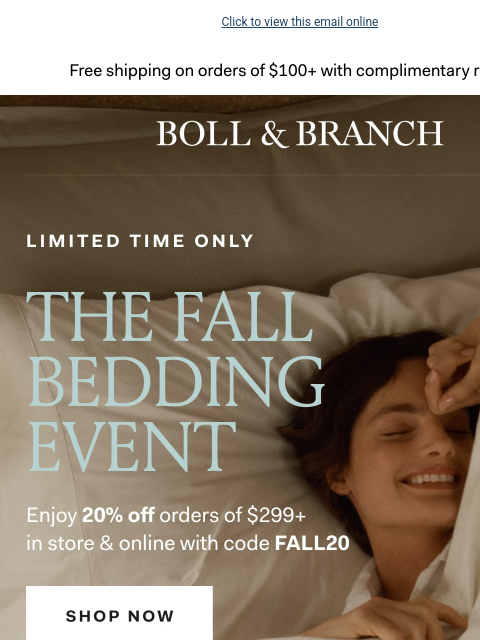 bollandbranch newsletter: Starts now: 20% off + a free $169 gift