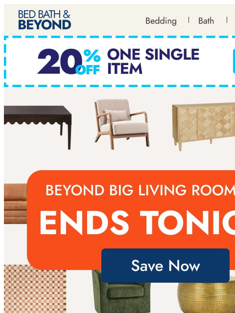bedbathandbeyond newsletter: Final hours: Up to 50% off living room