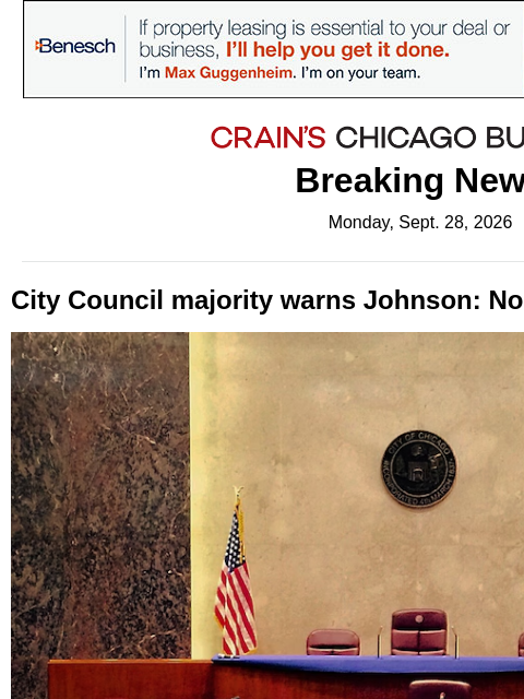 crainalerts newsletter: Council bloc issues head-tax warning to mayor