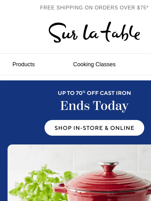 surlatable newsletter: ⏲️ Last chance: 70% off our 5-piece cast iron set