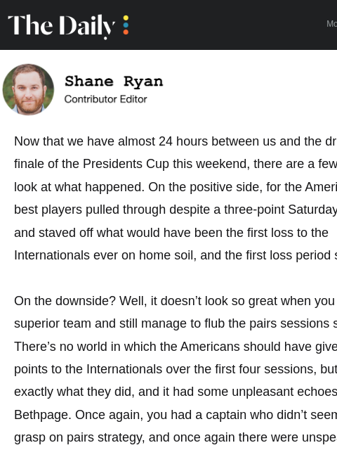 golfdigest newsletter: This Presidents Cup was just what the U.S. needed ...