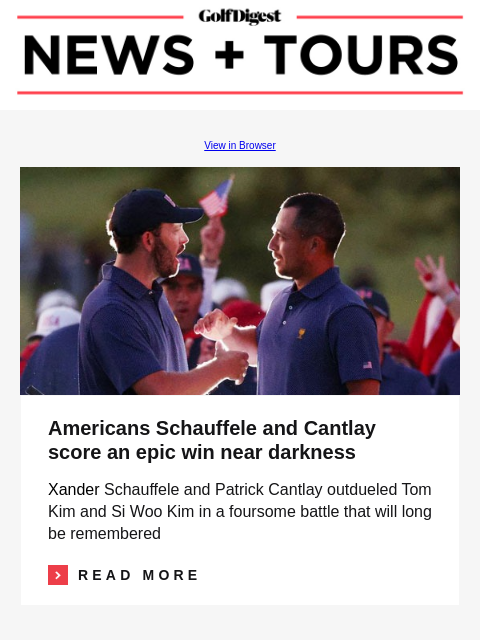 Tom Kim accuses Americans of poor sportsmanship, being cursed at GolfDigest View in Browser Americans Schauffele and Cantlay score an epic win near darkness Americans Schauffele and Cantlay score an