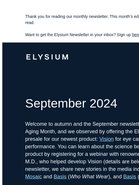 Plus, Vision webinar, Format in Vogue, and more. Thank you for reading our monthly newsletter. This month's edition is 1115 words, about a 4-minute read. Want to get the Elysium Newsletter in your