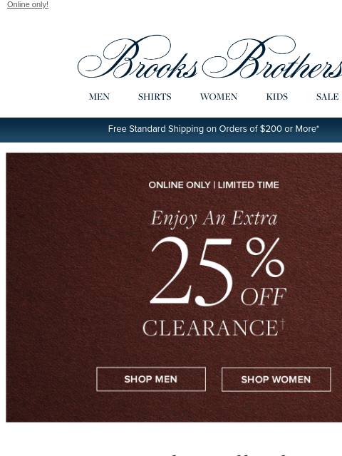 brooksbrothers newsletter: Extra 25% off clearance ENDS TODAY