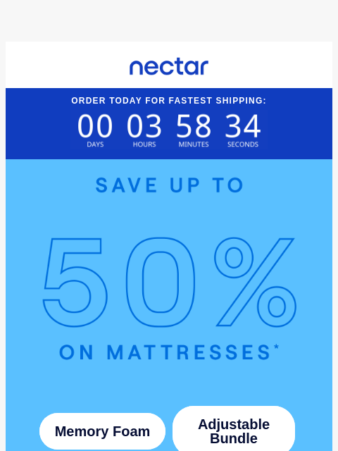 nectarsleep newsletter: Better sleep, better Mondays—save up to 50% on mat...