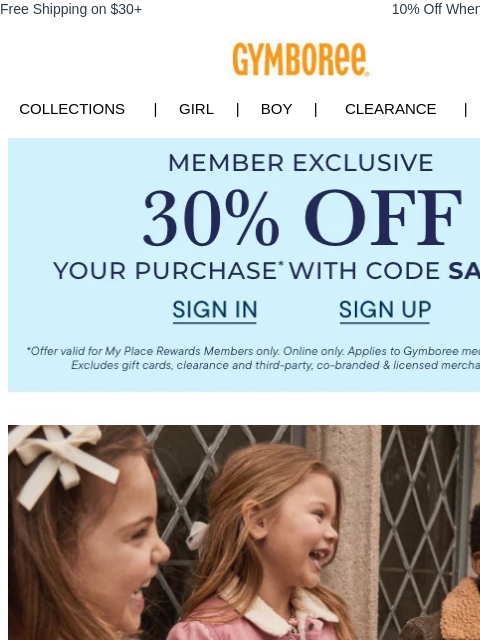 gymboree newsletter: Little Fall Looks + Extra 30% Off For You 🧡🍂