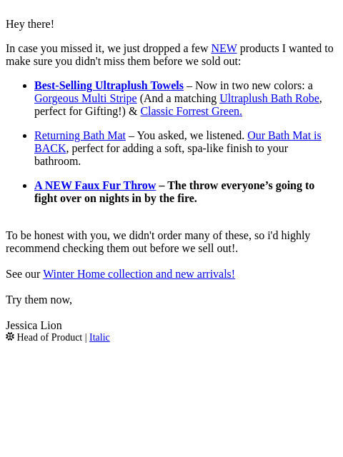 italic newsletter: Just dropped (and going fast!)