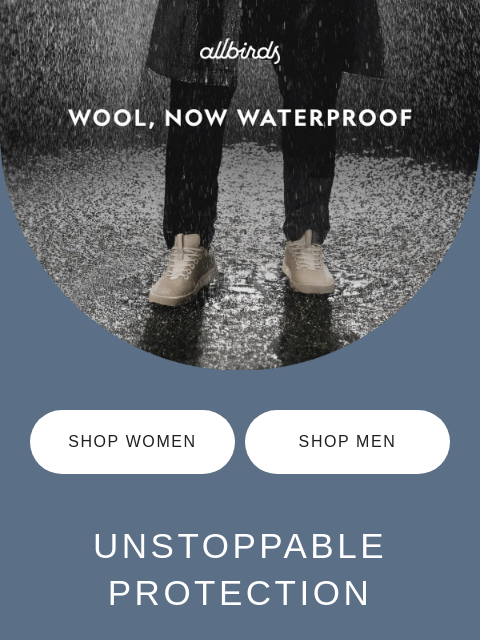 allbirds newsletter: Our First Waterproof Shoes