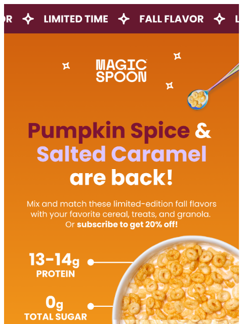 magicspoon newsletter: Mix & match these limited-edition fall flavors π