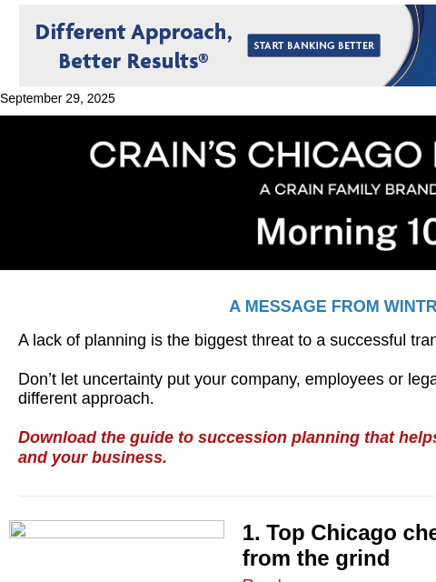 crainalerts newsletter: What comes after a Michelin star?