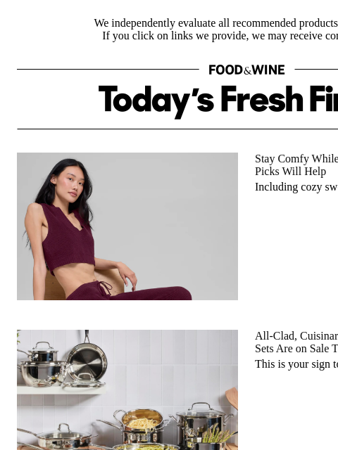 foodandwine newsletter: We Found Deals on Cookware Sets From All-Clad, Cui...