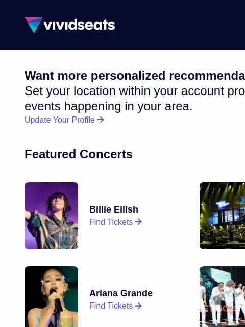 vividseats newsletter: Your National Ticket Update