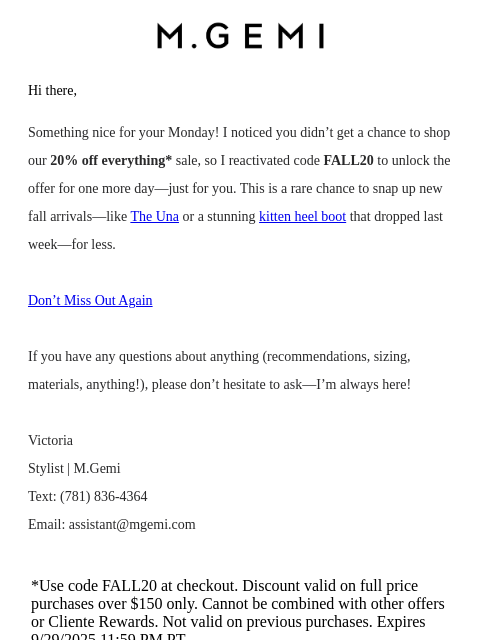 mgemi newsletter: 20% Off Everything Unlocked