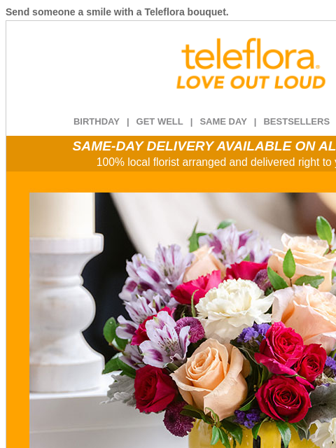 teleflora newsletter: Make Them Smile 🥰 20% off Now