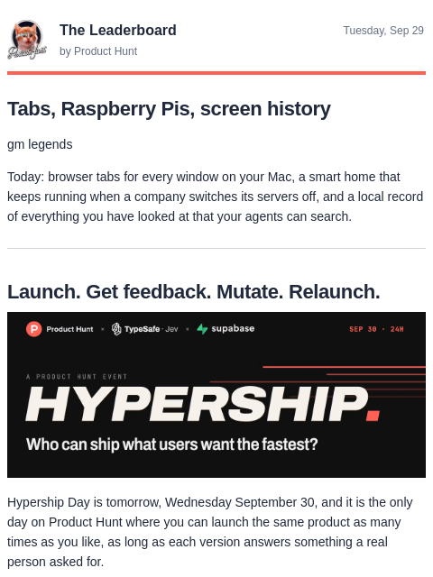producthunt newsletter: 😸 Raspberry Pi runs your home now