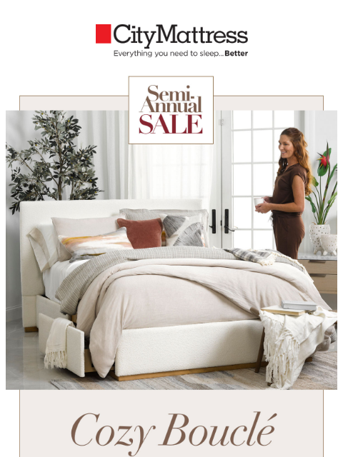 citymattress newsletter: Cozy Bouclé Beds, Now Up to 40% off