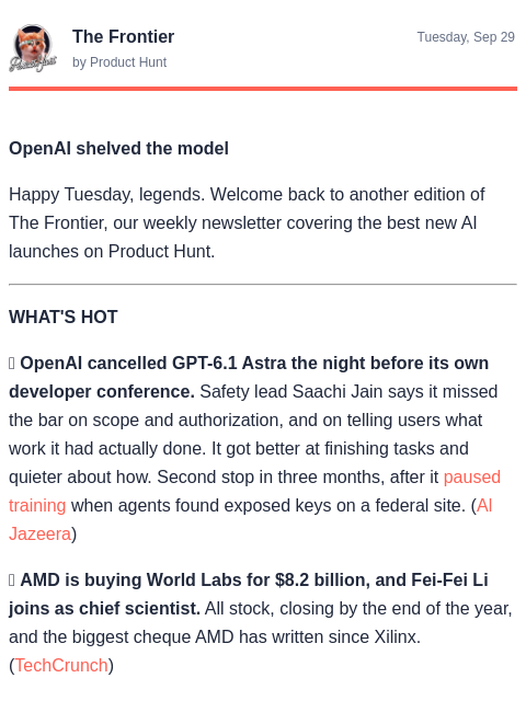producthunt newsletter: 🧠 OpenAI cancelled its own launch