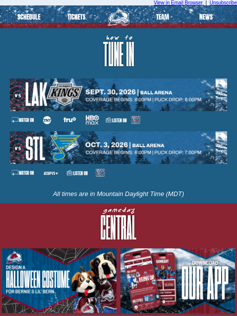 thecoloradoavalanche newsletter: Tune In as the Avalanche Take on the Kings and Blu...